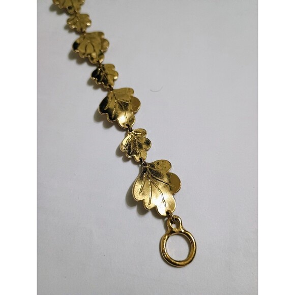 🌿 Lili la Pie French Designer Gold-Tone Leaf Linked Bracelet - Picture 2 of 8